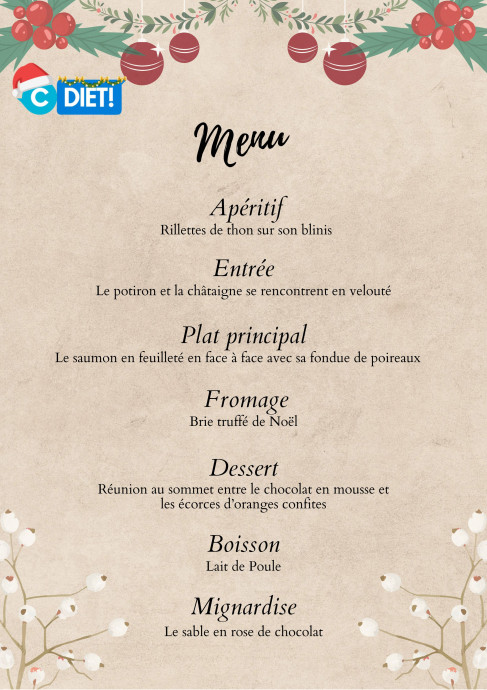 Menu avec poisson